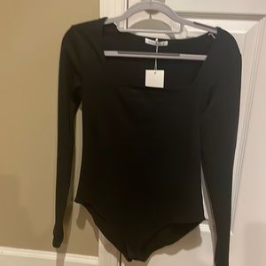 Black long sleeve square neck mangopop brand new with tags size med